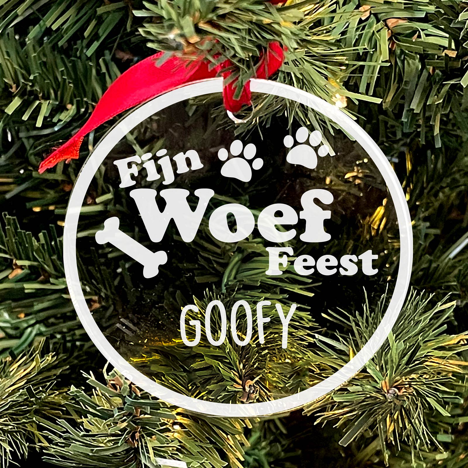 Fijn WOEF Feest! Plexiglas Kerstbal
