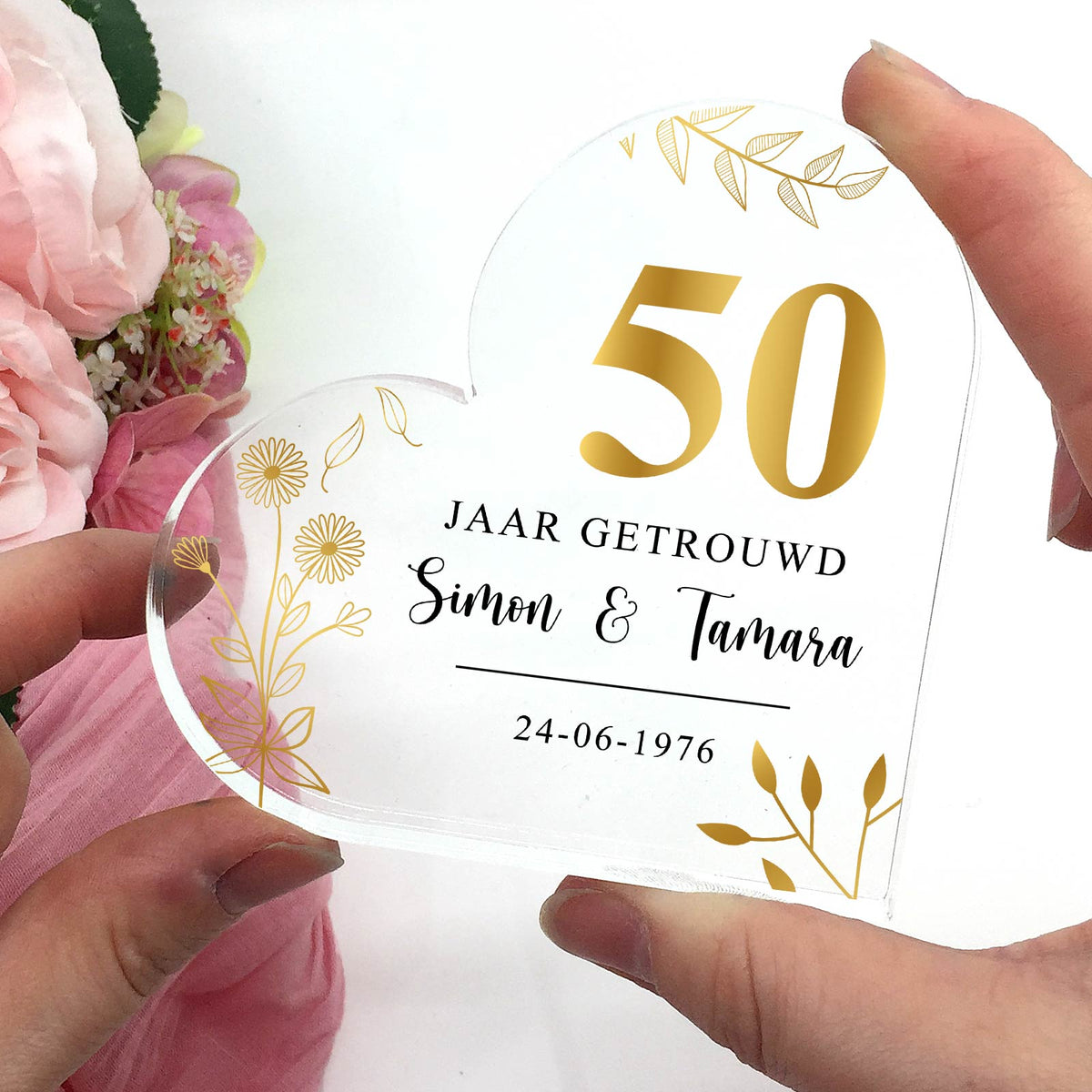 XX jaar getrouwd! Hart van Plexiglas