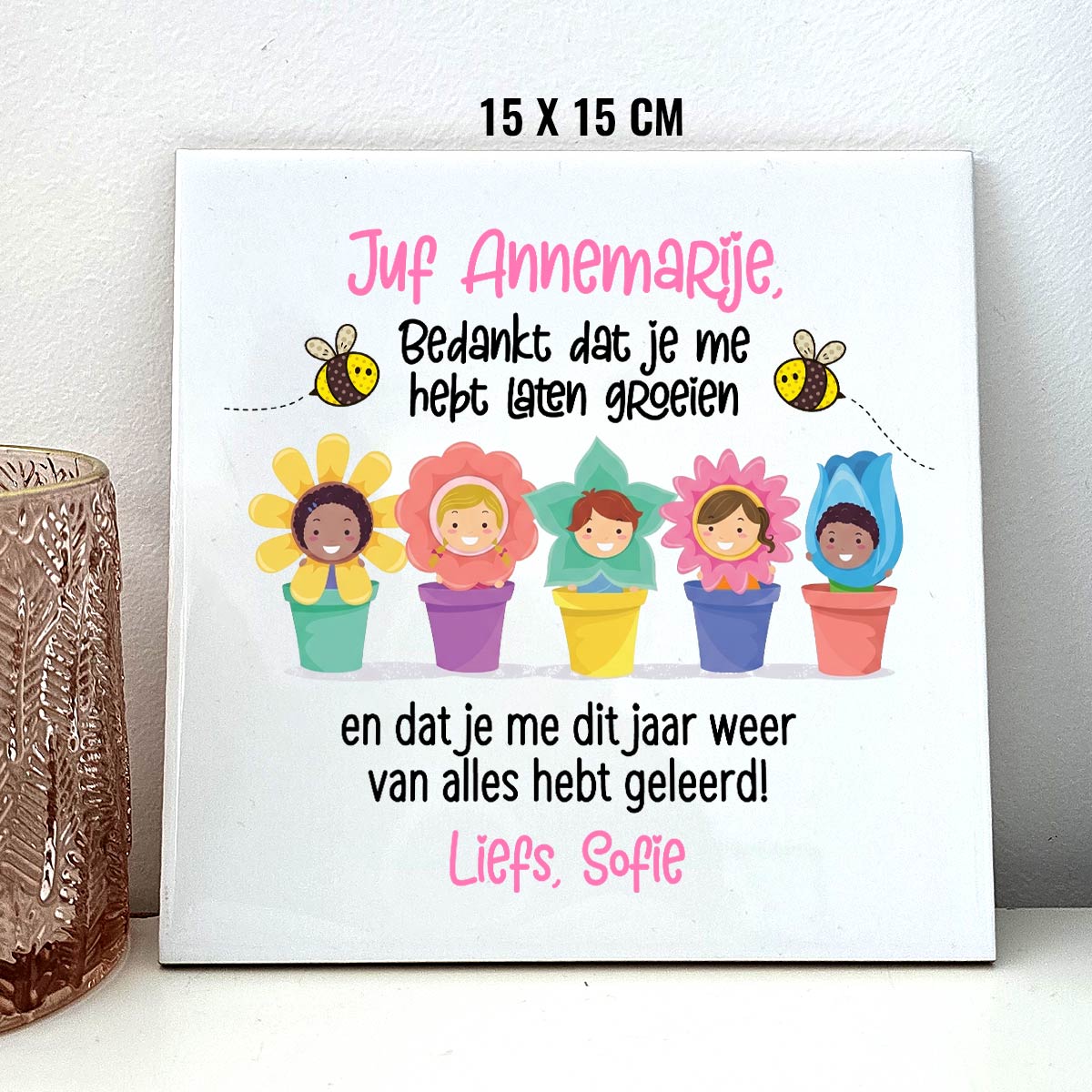 Bedankt dat je met liet groeien - Keramisch Tegeltje
