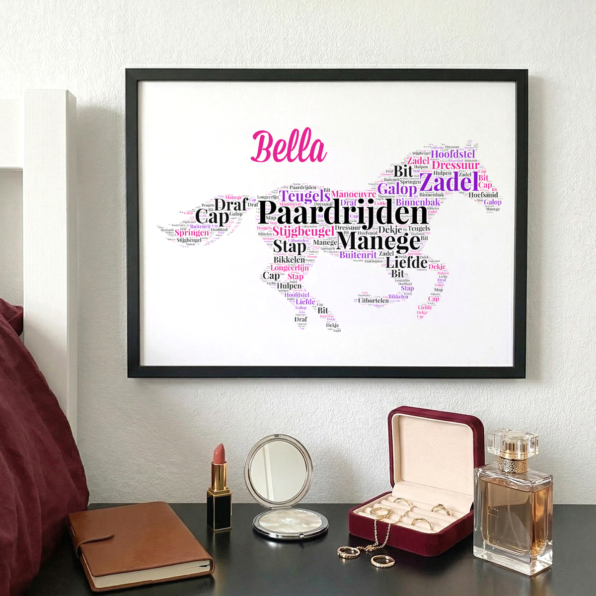 Paardrijfotolijstje met eigen naam