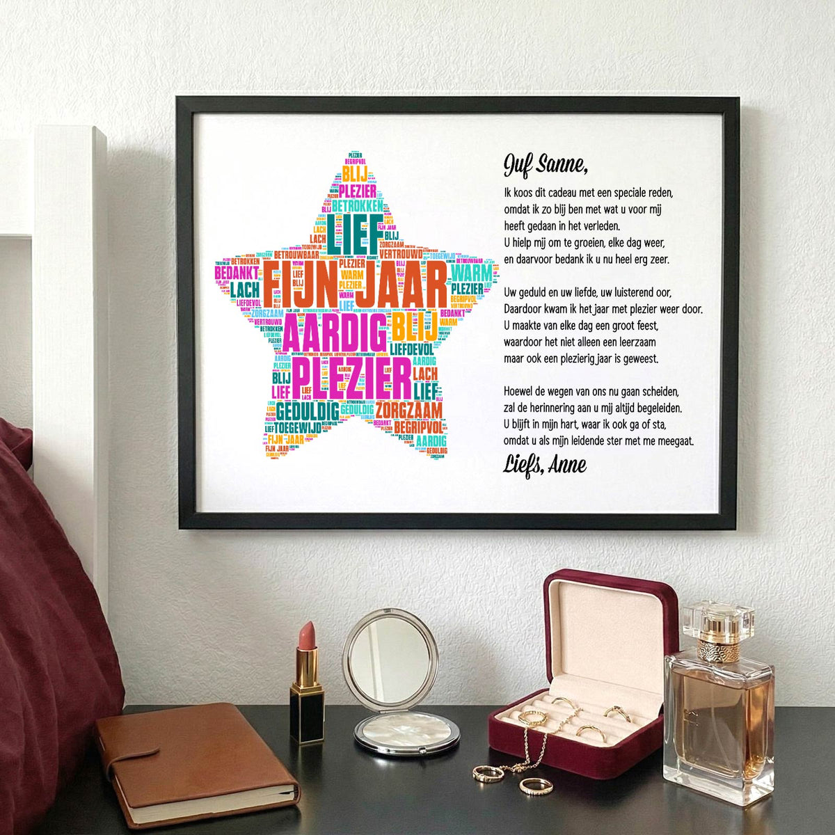 Bedankt juf - Print in fotolijst