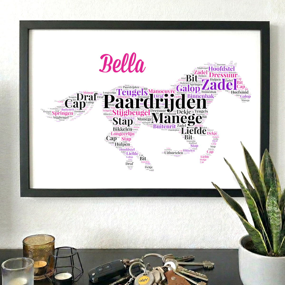 Paardrijfotolijstje met eigen naam