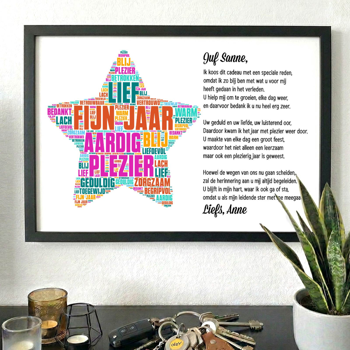 Bedankt juf - Print in fotolijst