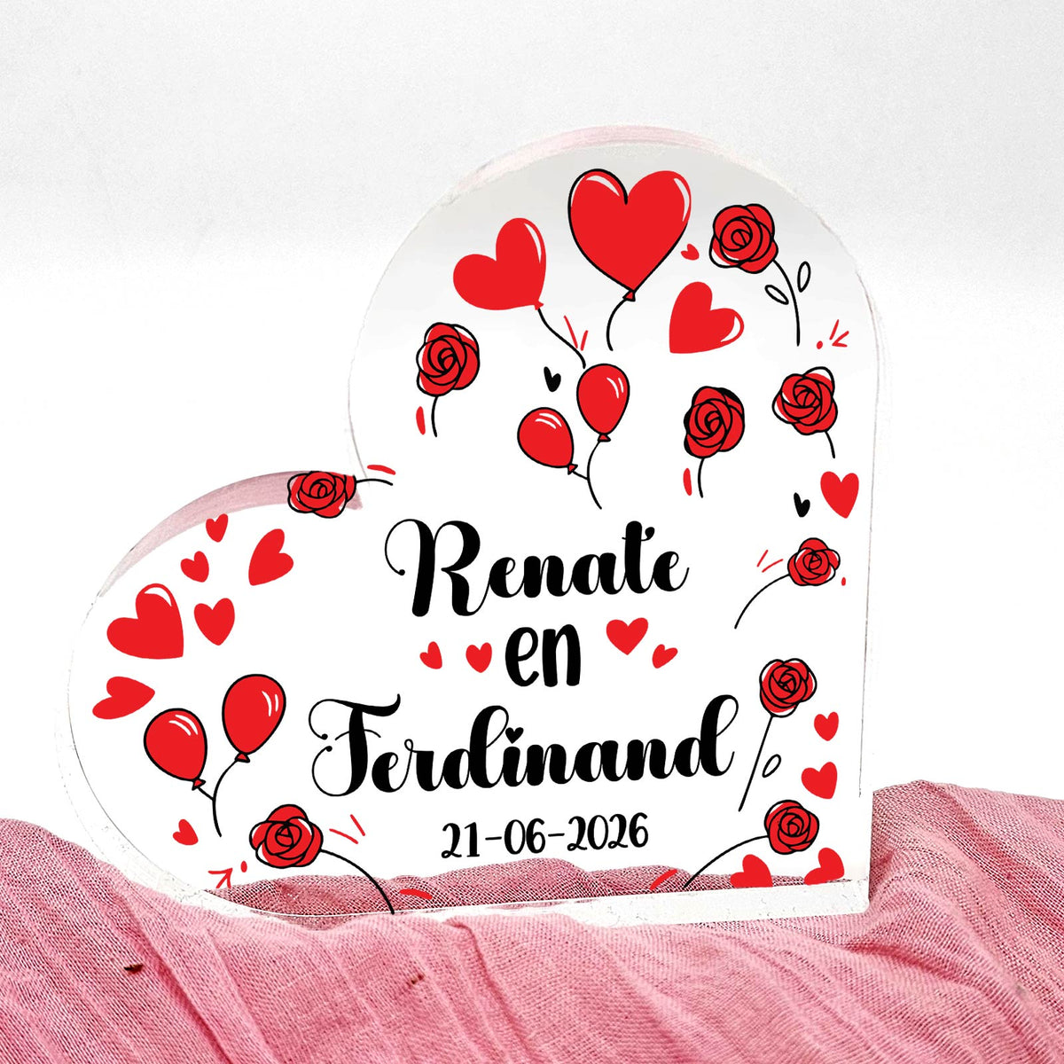 Namen en trouwdatum - Hart van Plexiglas