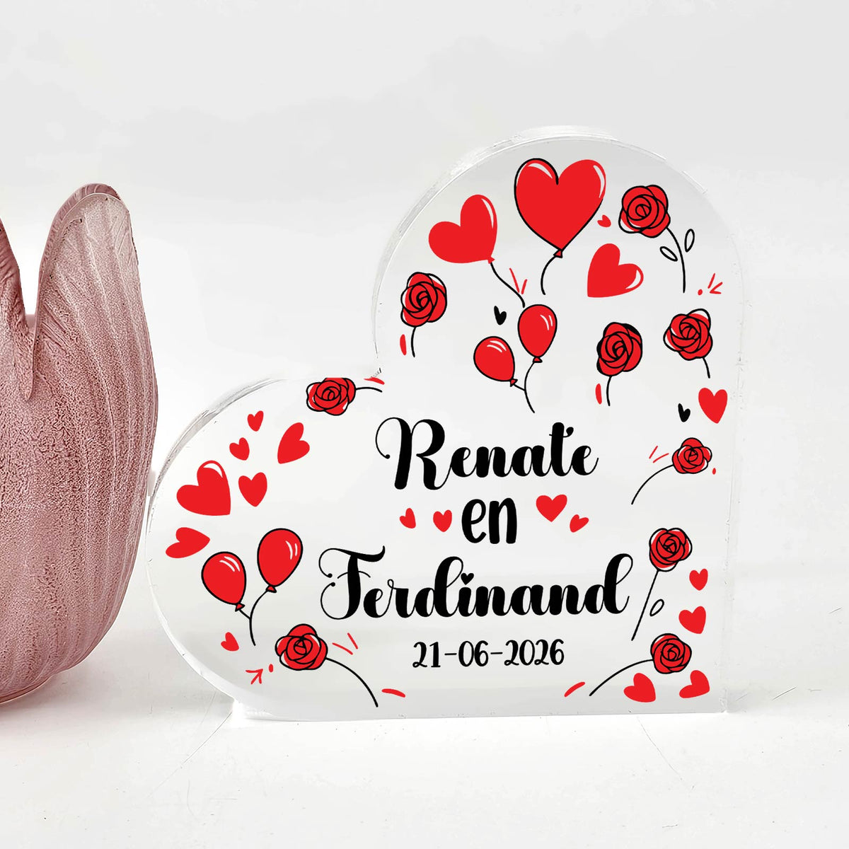 Namen en trouwdatum - Hart van Plexiglas