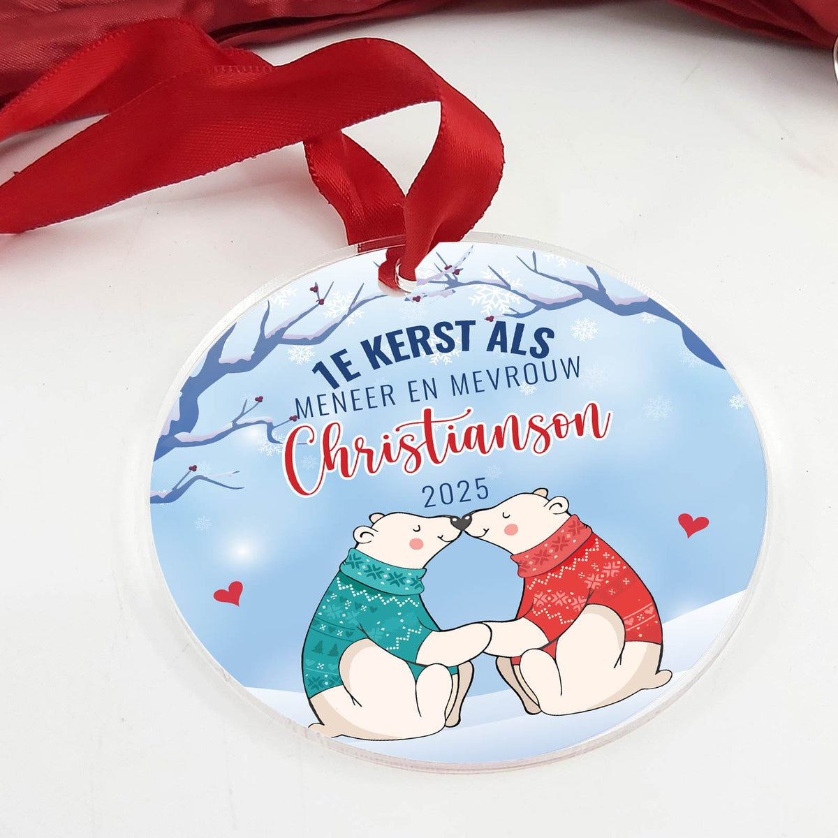 1e kerst Getrouwd! - Plexiglas Kerstbal - Bella Mia