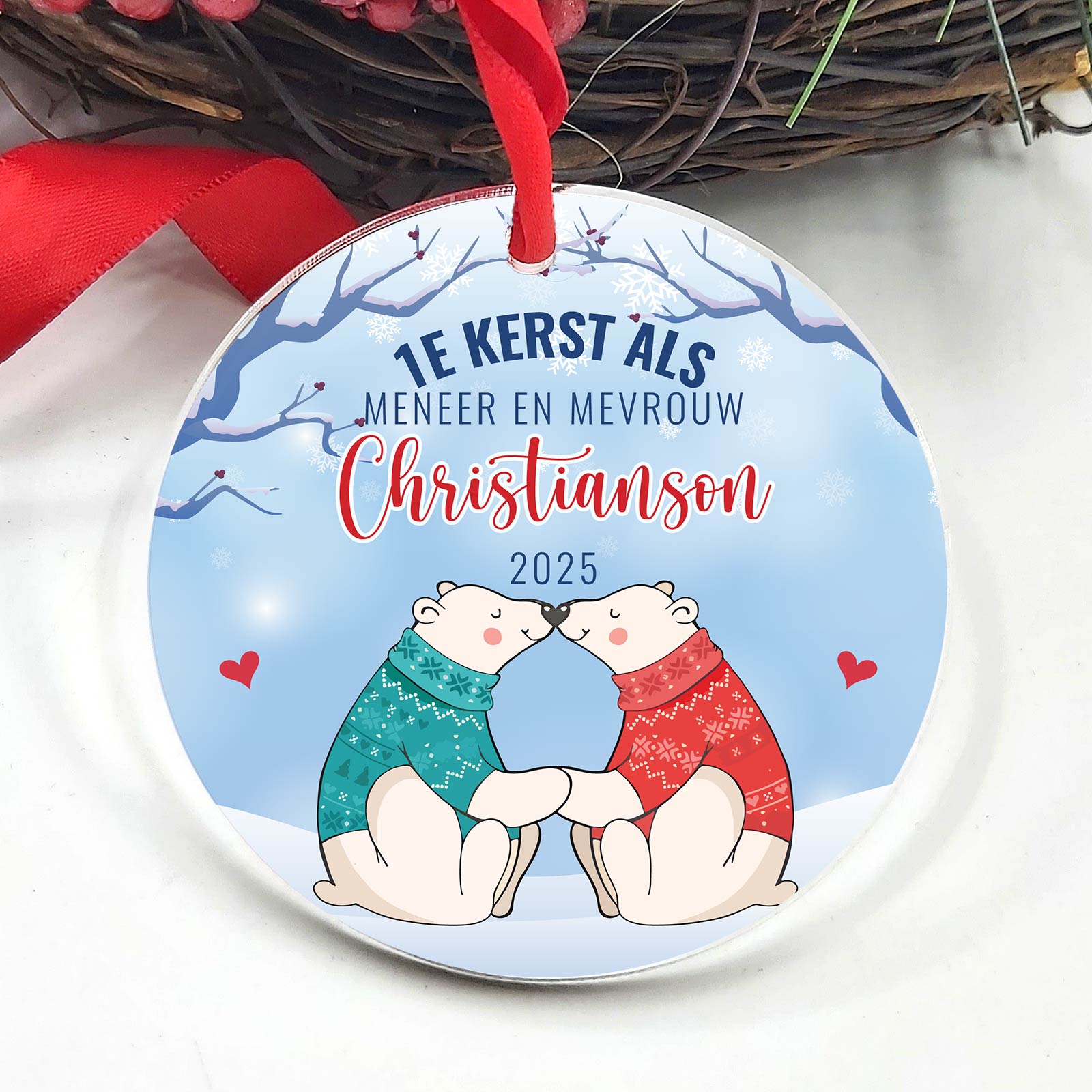 1e kerst Getrouwd! - Plexiglas Kerstbal - Bella Mia