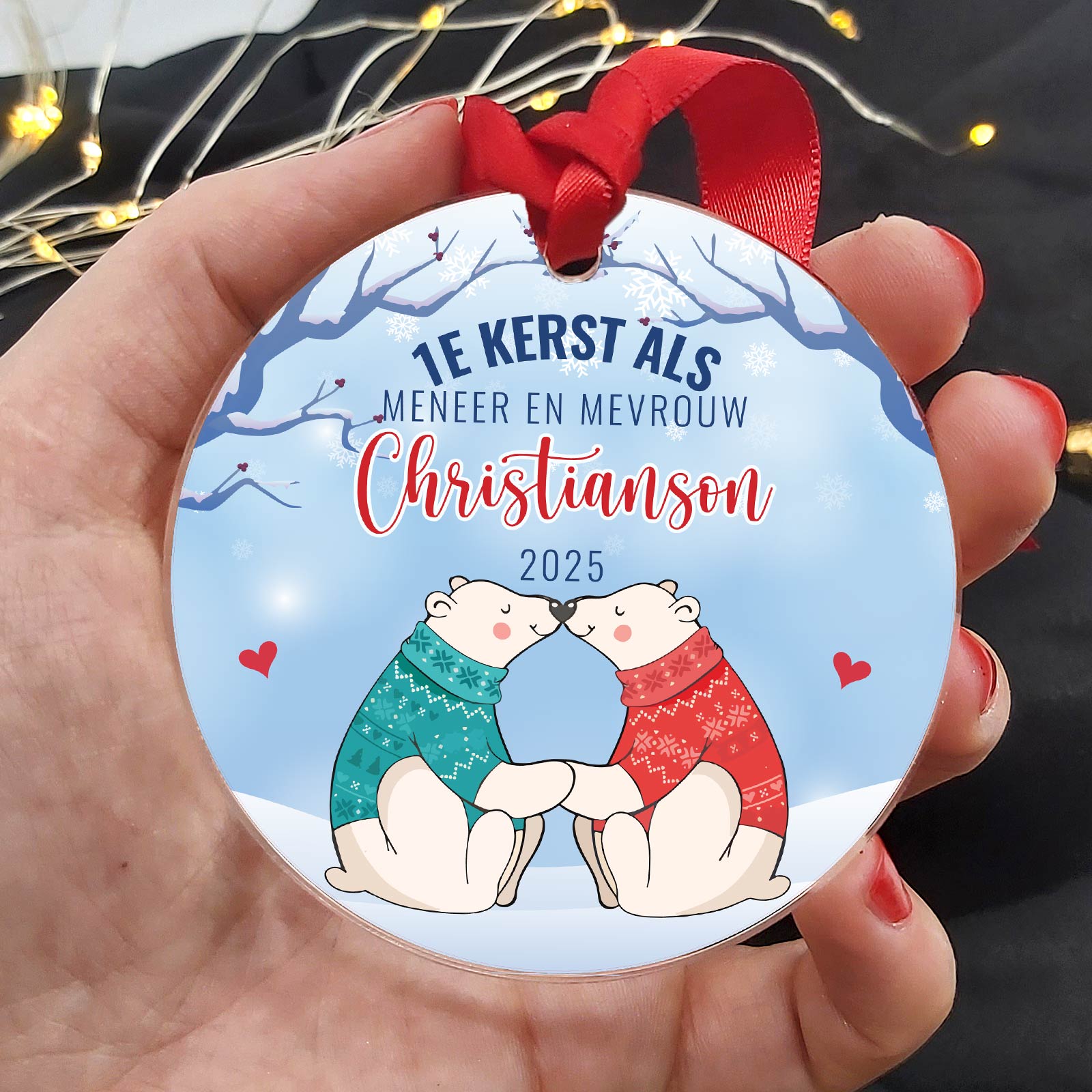 1e kerst Getrouwd! - Plexiglas Kerstbal - Bella Mia