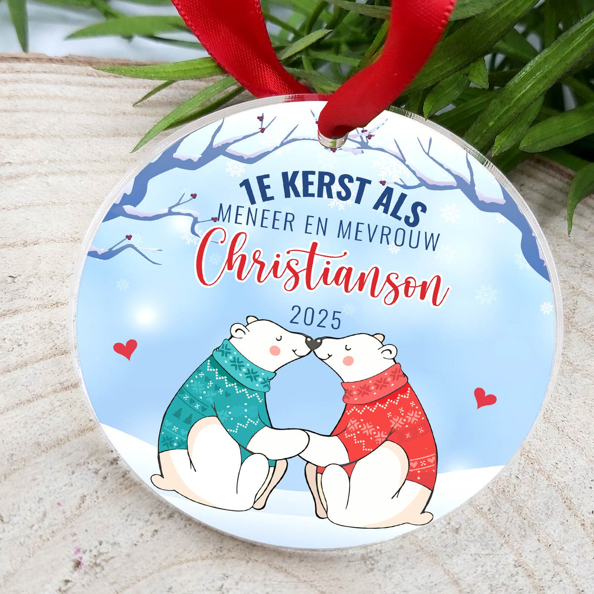 1e kerst Getrouwd! - Plexiglas Kerstbal - Bella Mia