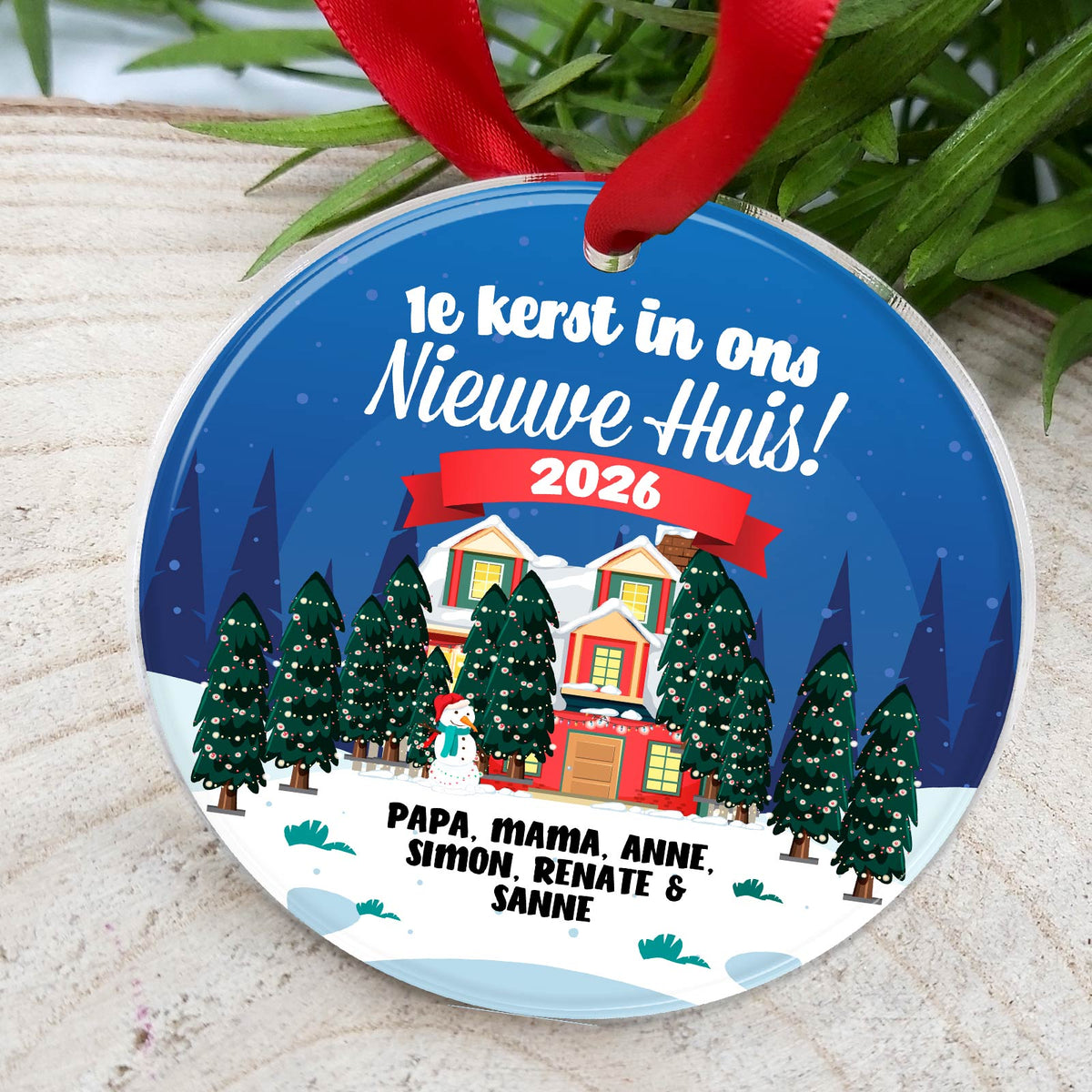 1e kerst in ons nieuwe huis - Plexiglas Kerstbal - Bella Mia
