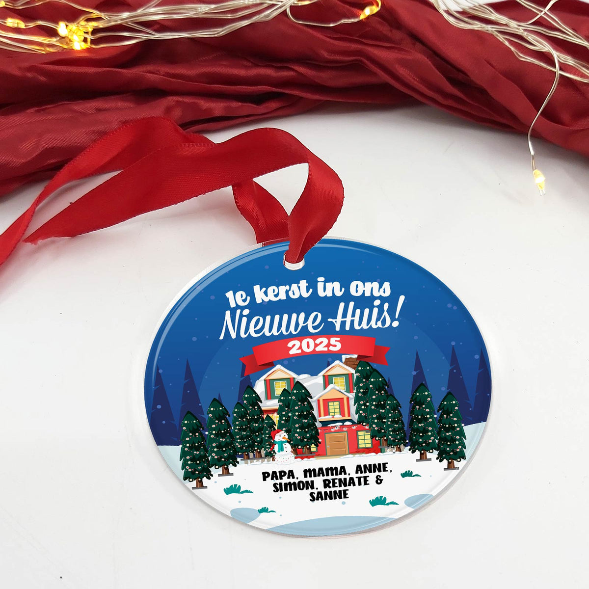 1e kerst in ons nieuwe huis - Plexiglas Kerstbal - Bella Mia