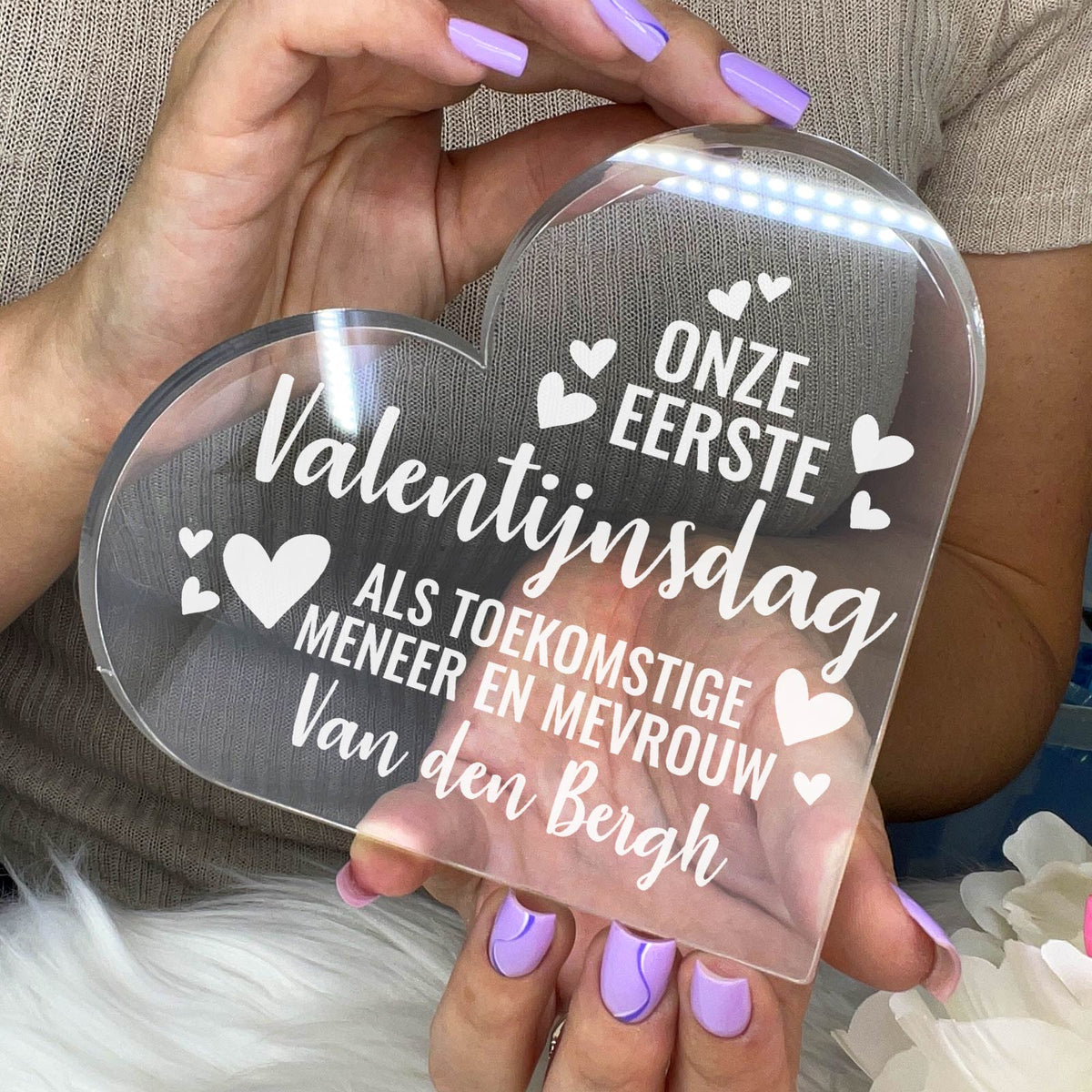 1e Valentijnsdag Als Verloofden Hart van Plexi Glas - Bella Mia