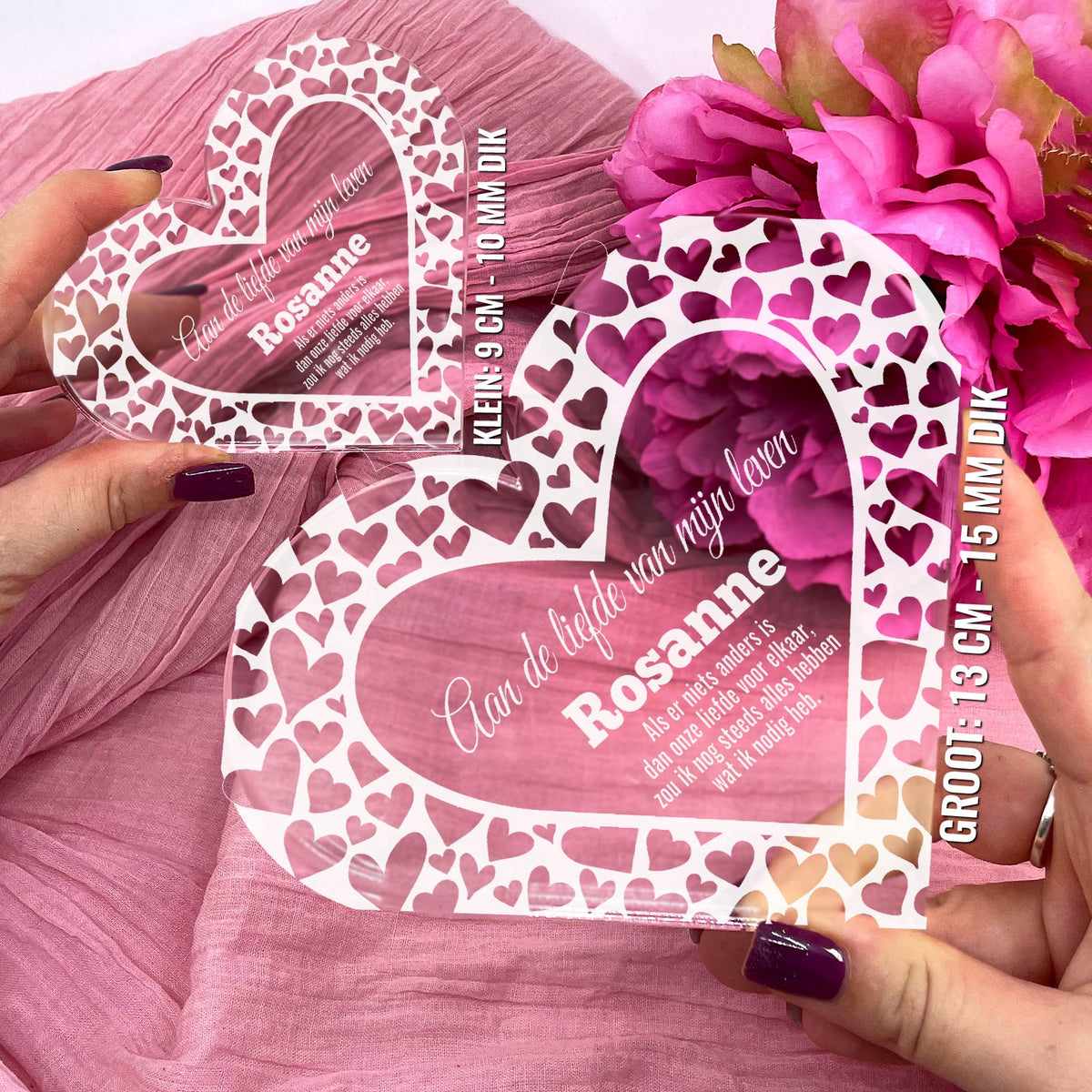 Aan De Liefde Van Mijn Leven - Hart van Plexi Glas - Bella Mia