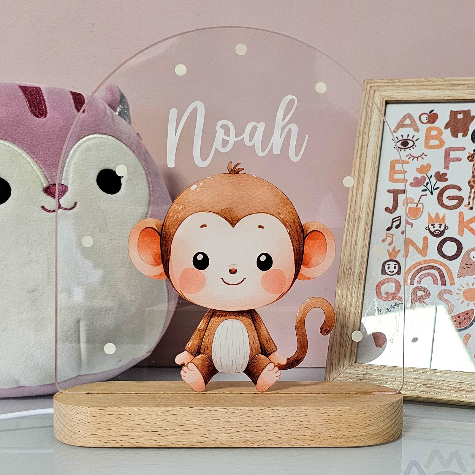 Aap - Nachtlampje met eigen naam - Bella Mia