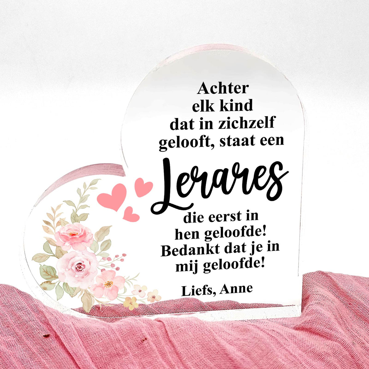 Achter elk kind - Plexiglas Hart - Bella Mia