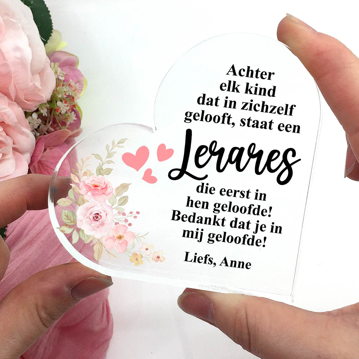 Achter elk kind - Plexiglas Hart - Bella Mia