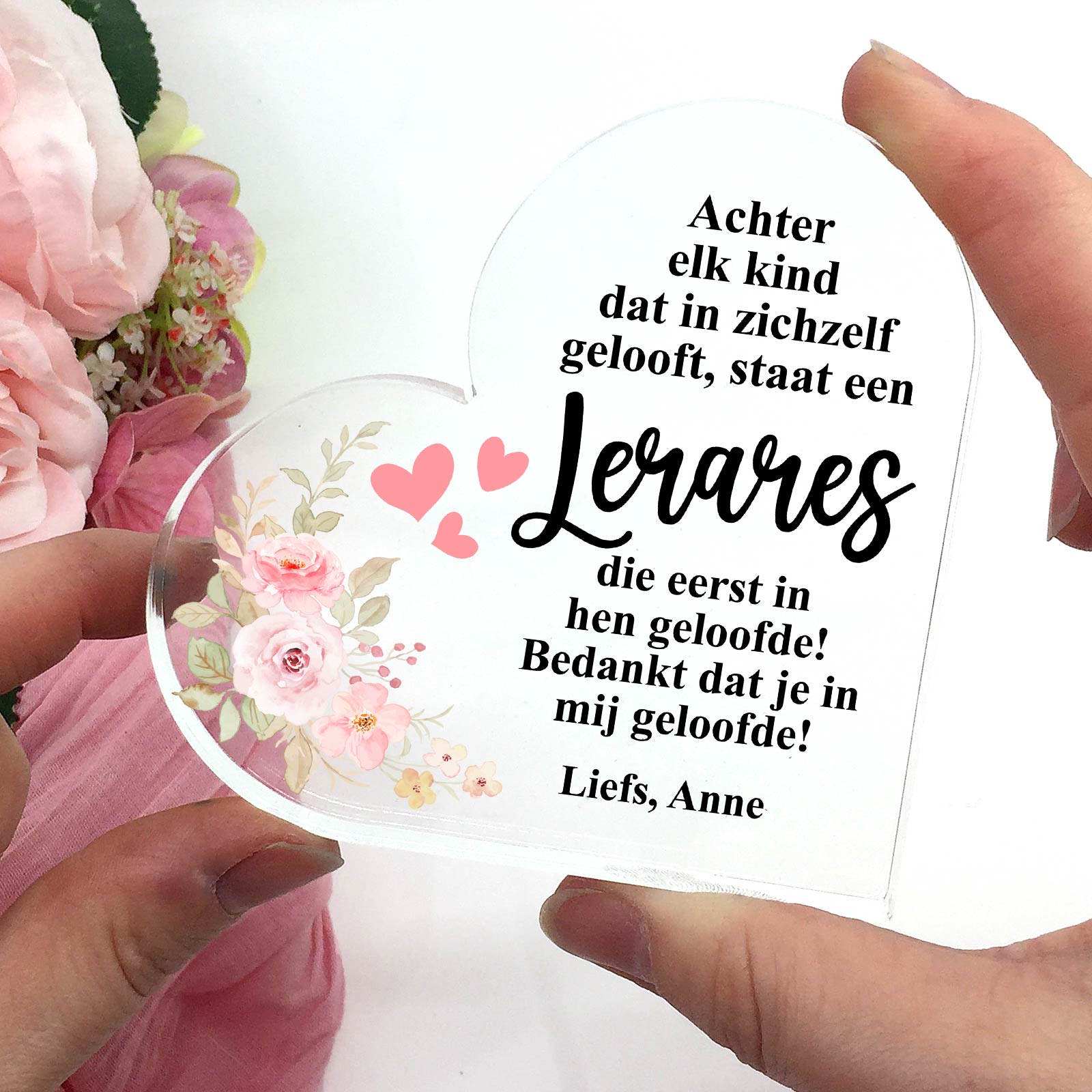 Achter elk kind - Plexiglas Hart - Bella Mia