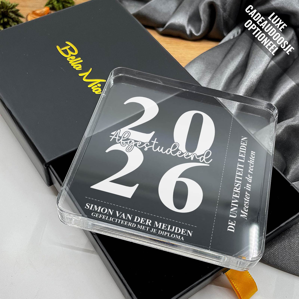 Afgestudeerd 2026 - Plexi Plaque - Bella Mia