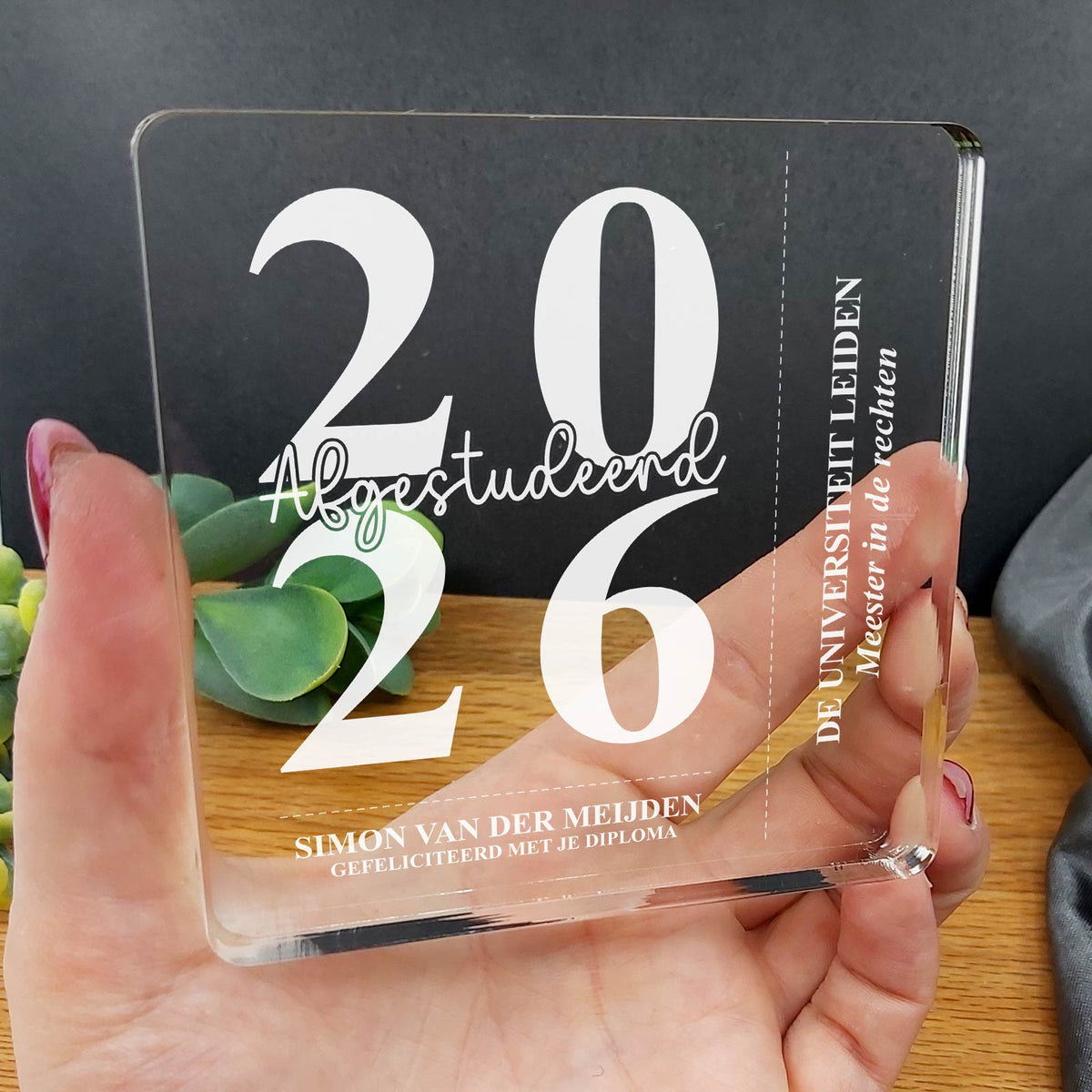 Afgestudeerd 2026 - Plexi Plaque - Bella Mia