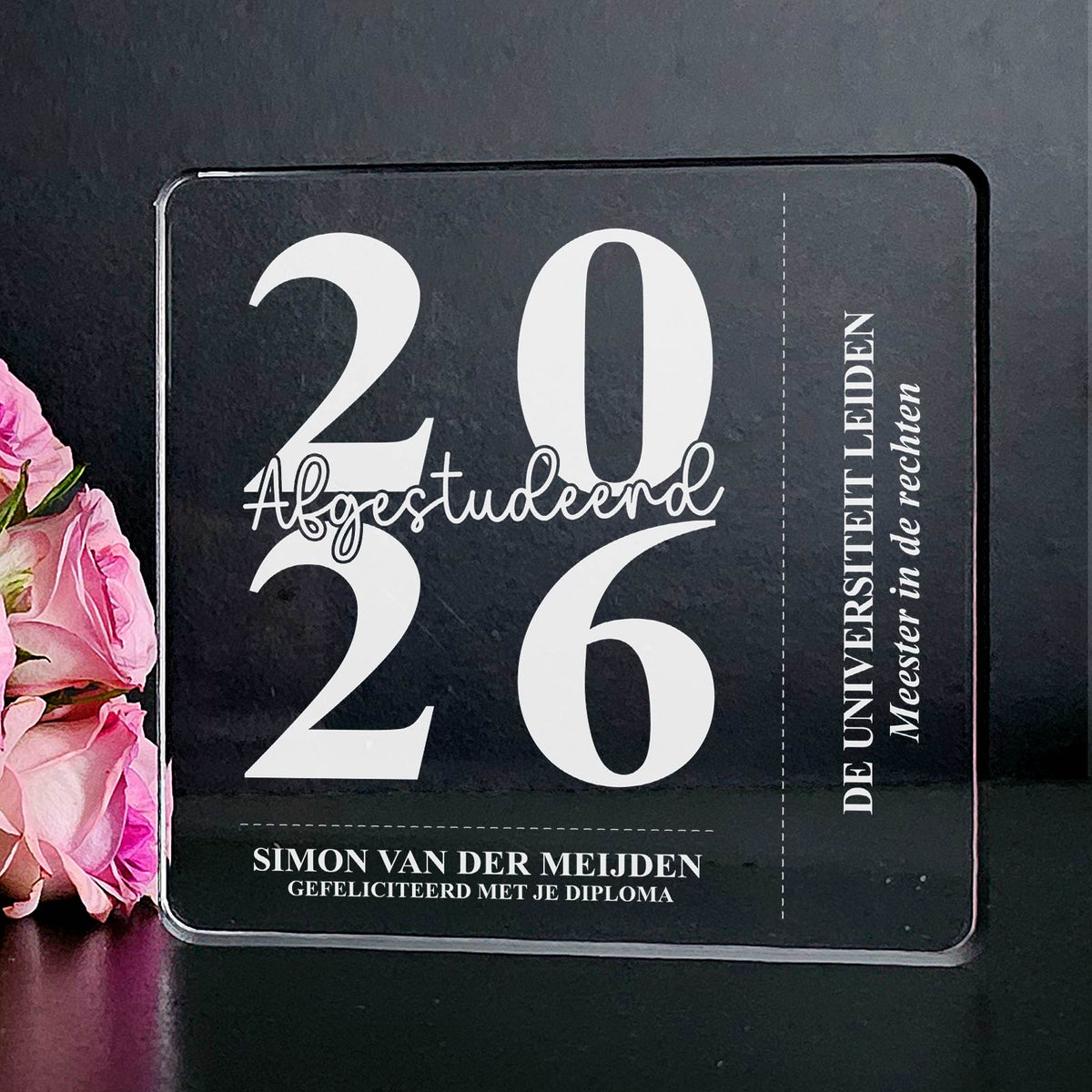 Afgestudeerd 2026 - Plexi Plaque - Bella Mia