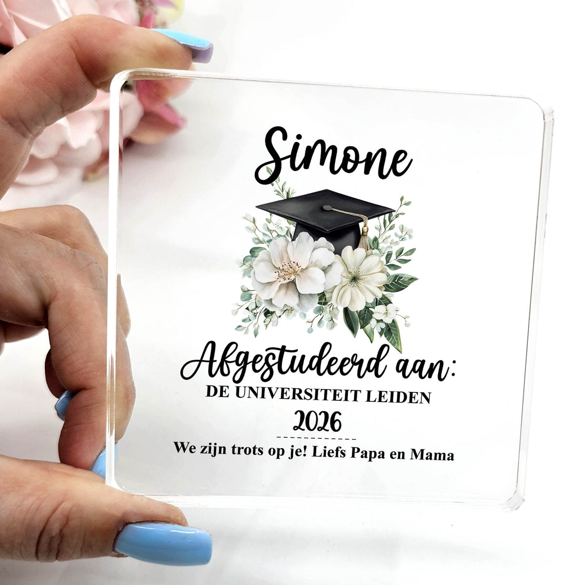Afgestudeerd cadeau - Plexiglas Plaque - Bella Mia