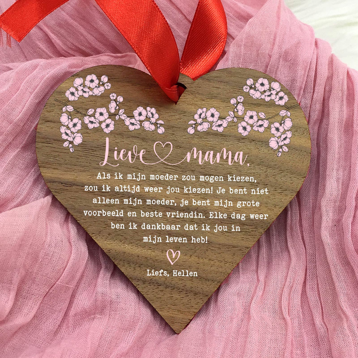 Als ik mijn moeder mocht kiezen - Hart van walnoot hout - Bella Mia