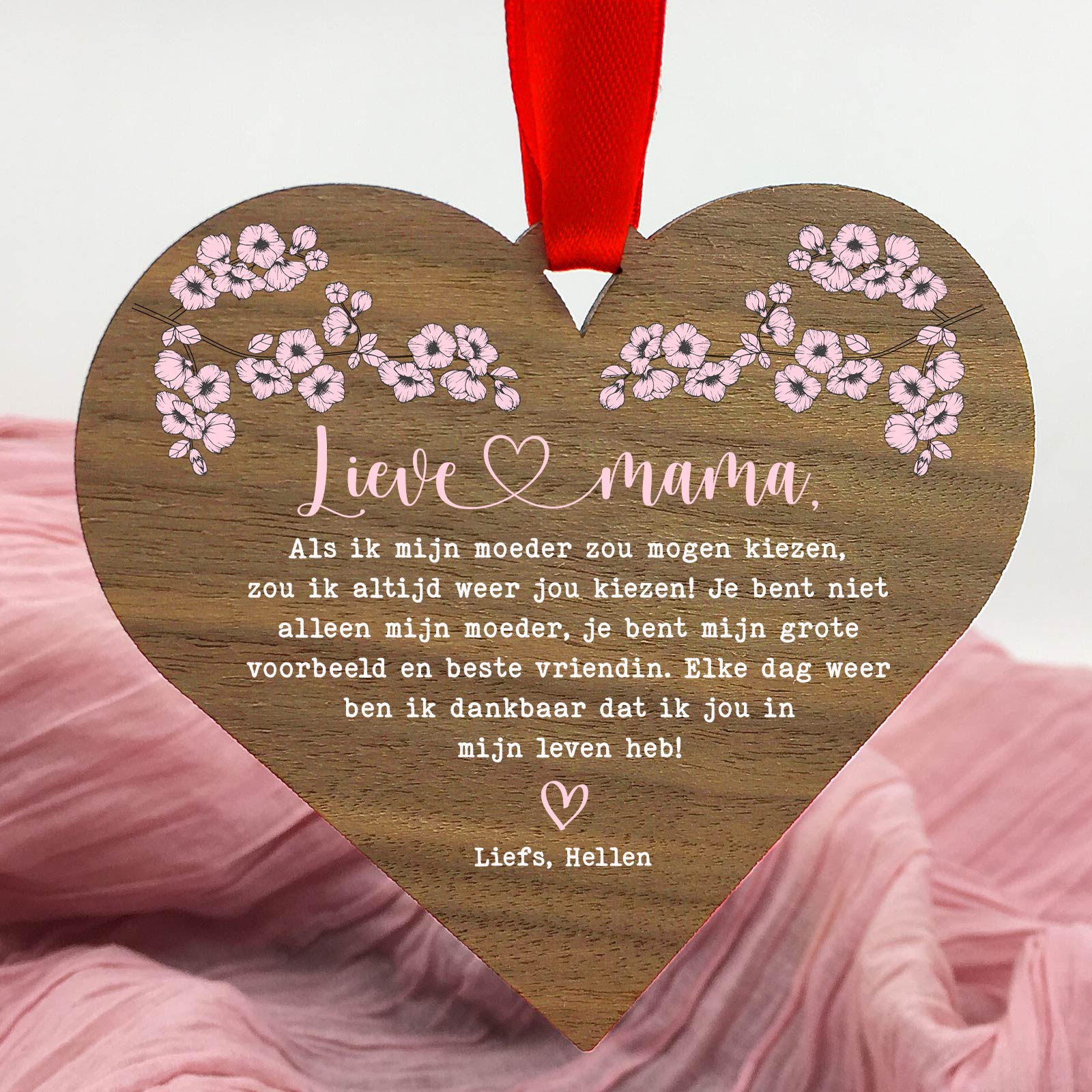 Als ik mijn moeder mocht kiezen - Hart van walnoot hout - Bella Mia