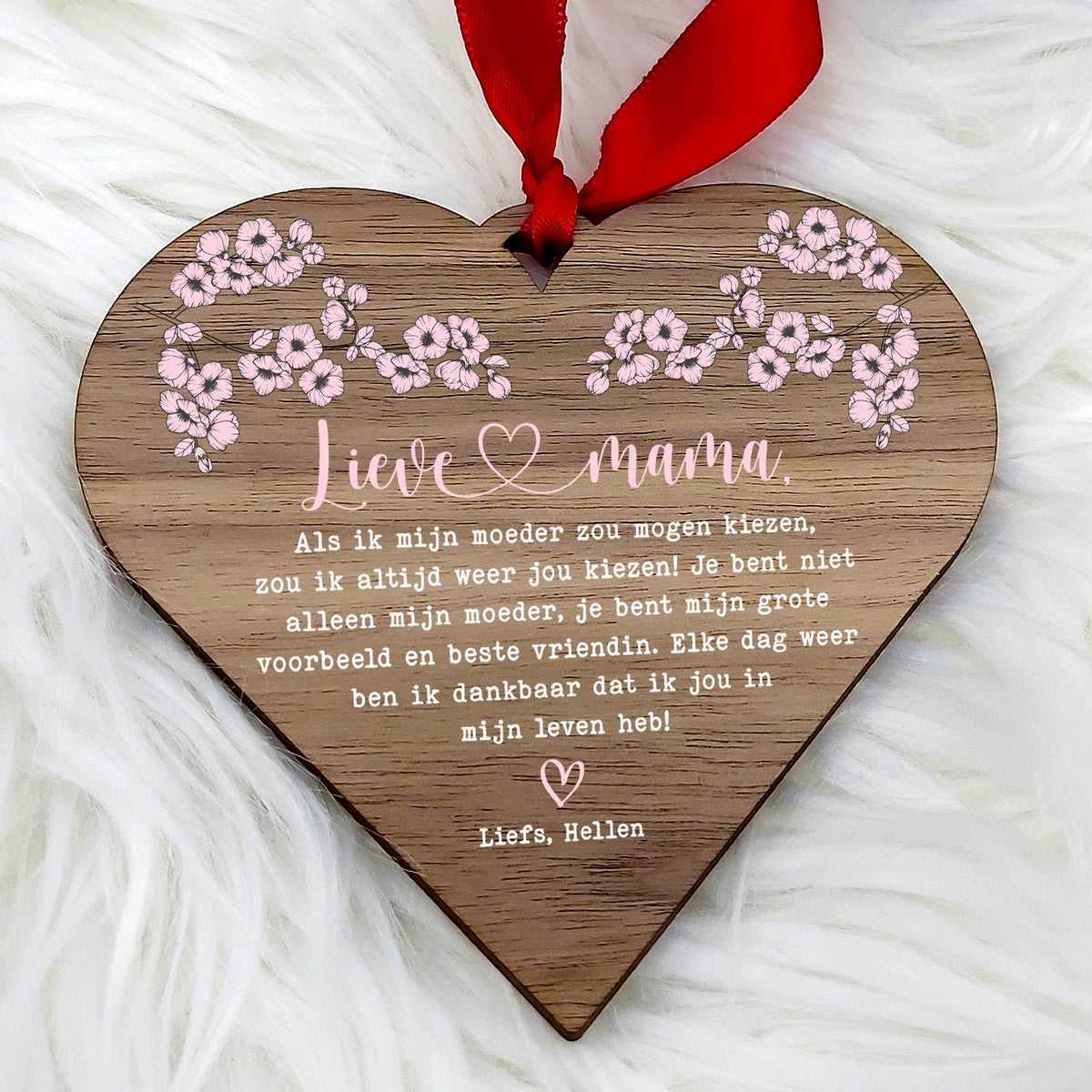 Als ik mijn moeder mocht kiezen - Hart van walnoot hout - Bella Mia