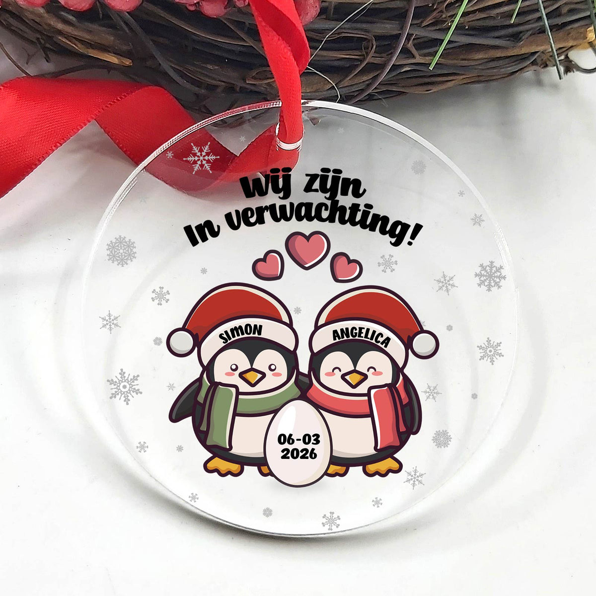 Baby op komst - Plexiglas Kerstbal - Bella Mia