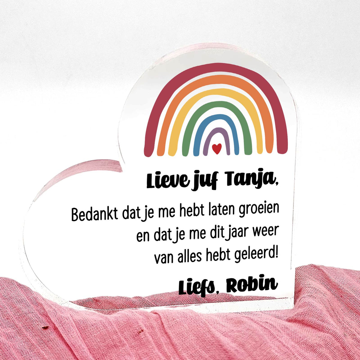 Bedankt dat je me hebt laten groeien! - Hart van Plexi Glas - Bella Mia