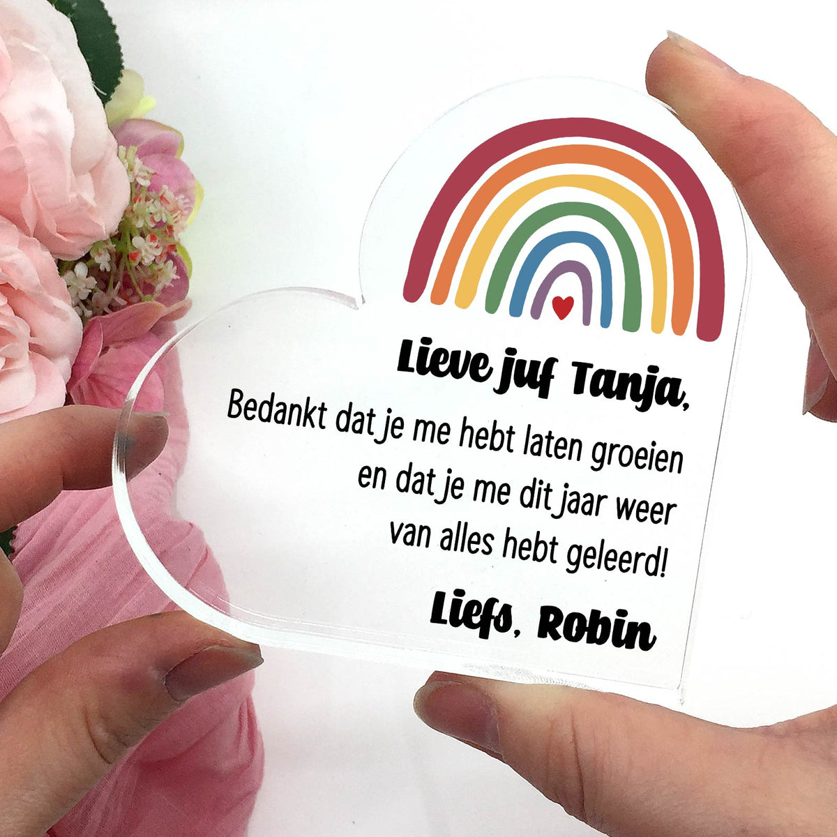 Bedankt dat je me hebt laten groeien! - Hart van Plexi Glas - Bella Mia