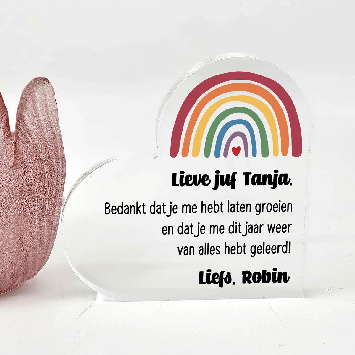 Bedankt dat je me hebt laten groeien! - Hart van Plexi Glas - Bella Mia