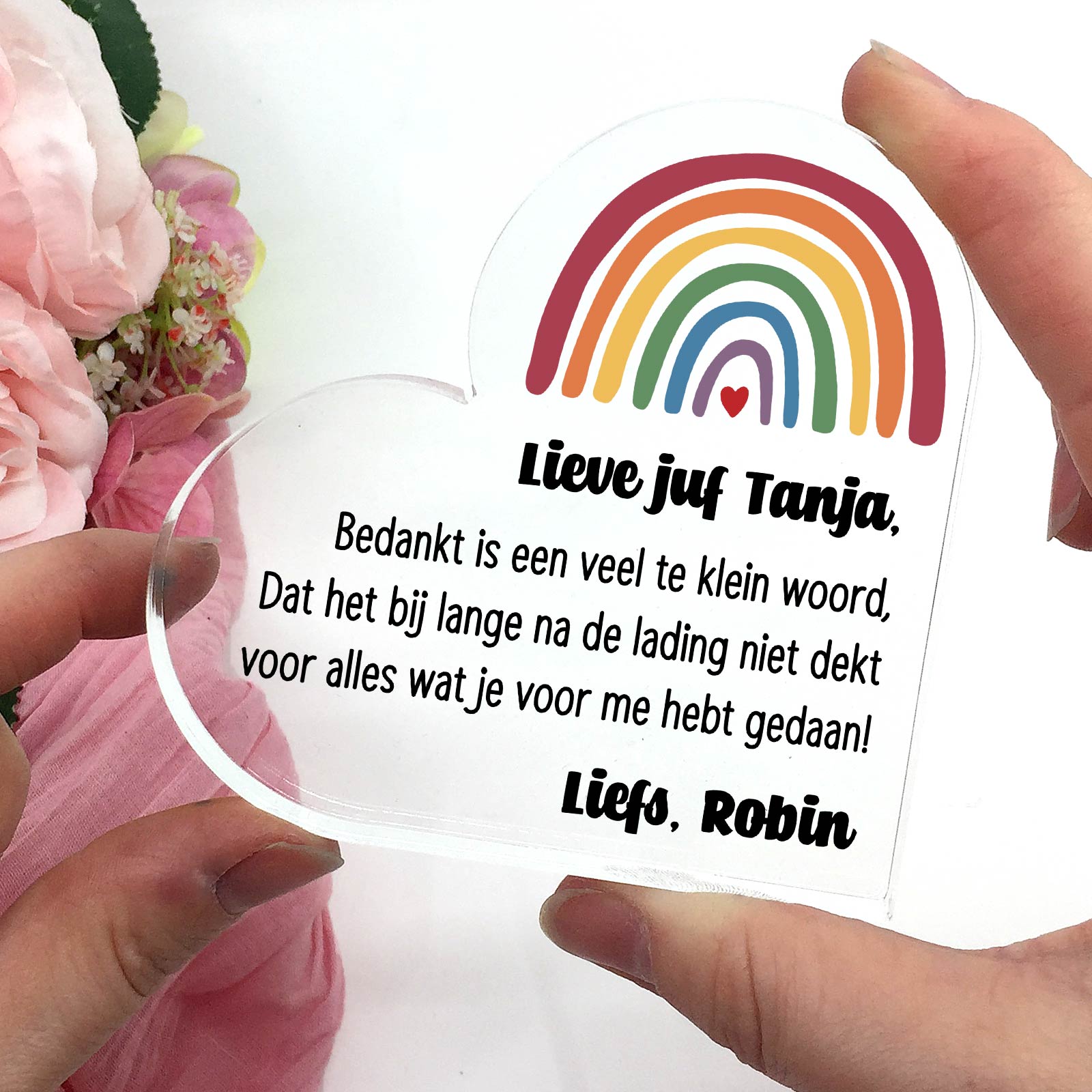 Bedankt is een te klein woord - Hart van Plexi Glas - Bella Mia