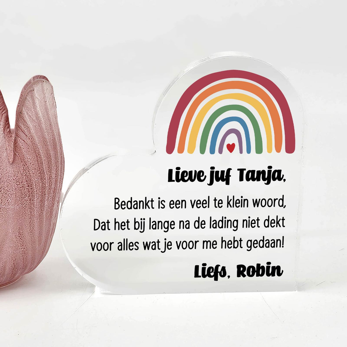 Bedankt is een te klein woord - Hart van Plexi Glas - Bella Mia