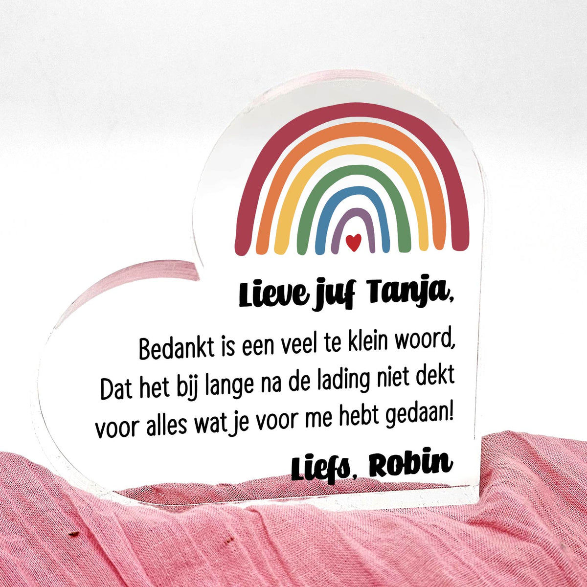 Bedankt is een te klein woord - Hart van Plexi Glas - Bella Mia