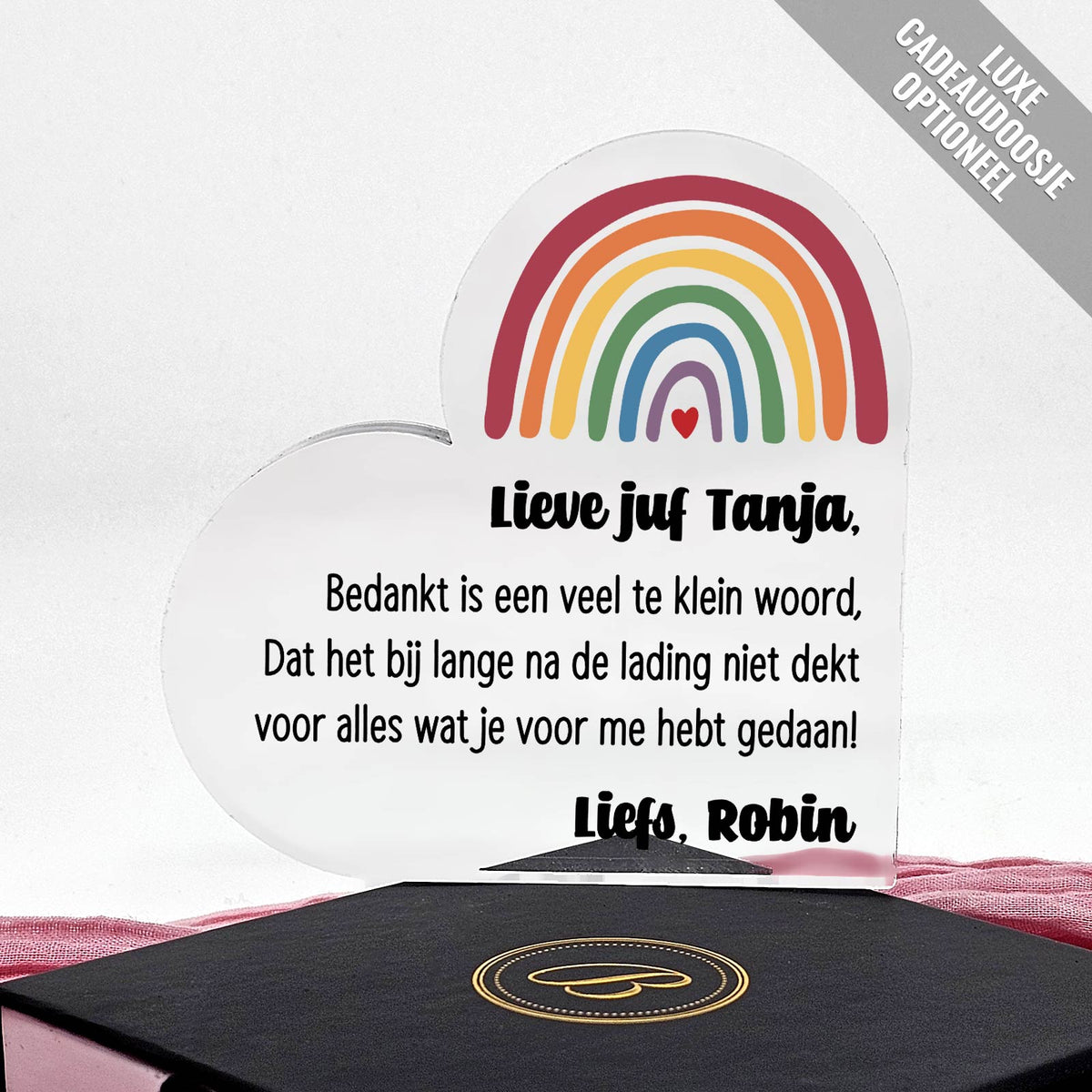 Bedankt is een te klein woord - Hart van Plexi Glas - Bella Mia