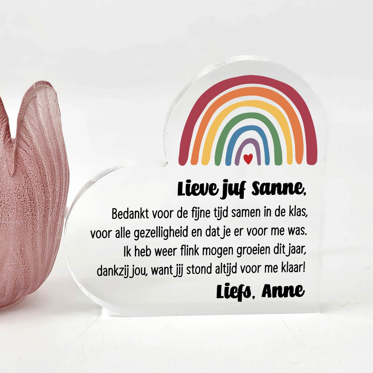 Bedankt juf! - Hart van Plexi Glas - Bella Mia