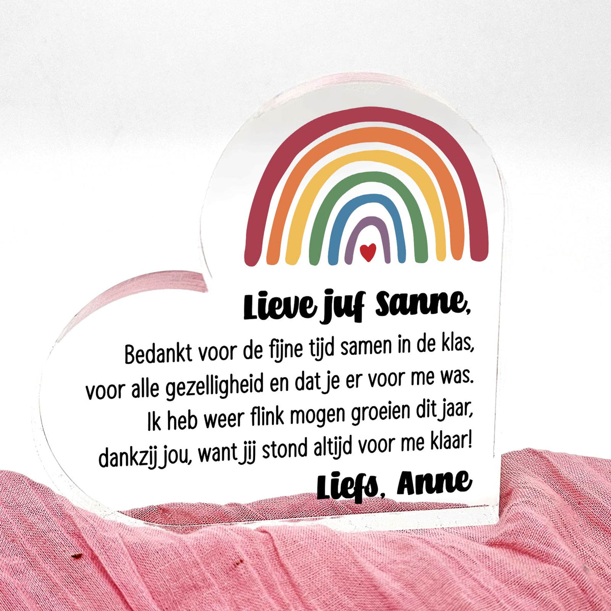 Bedankt juf! - Hart van Plexi Glas - Bella Mia