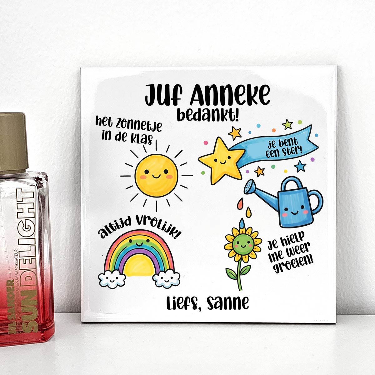 Bedankt juf! - Keramisch Tegeltje - Bella Mia