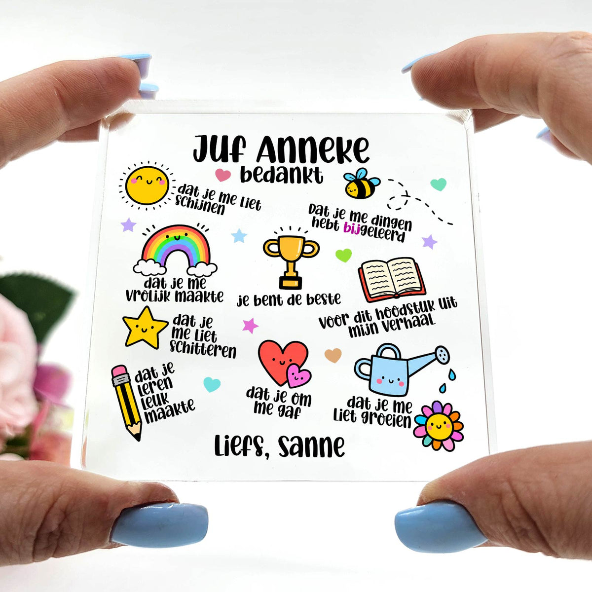 Bedankt juf - Plexiglas Plaque - Bella Mia