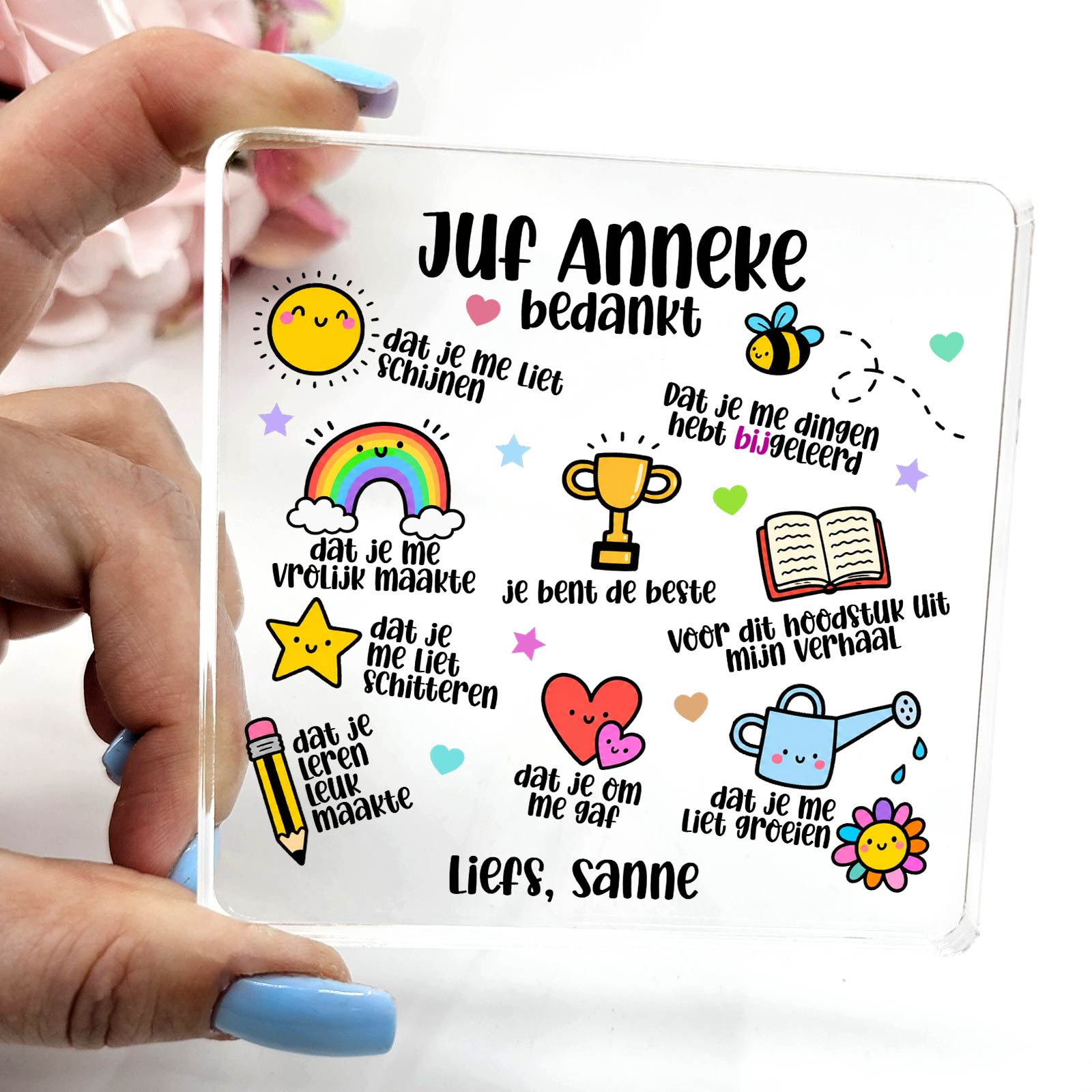 Bedankt juf - Plexiglas Plaque - Bella Mia