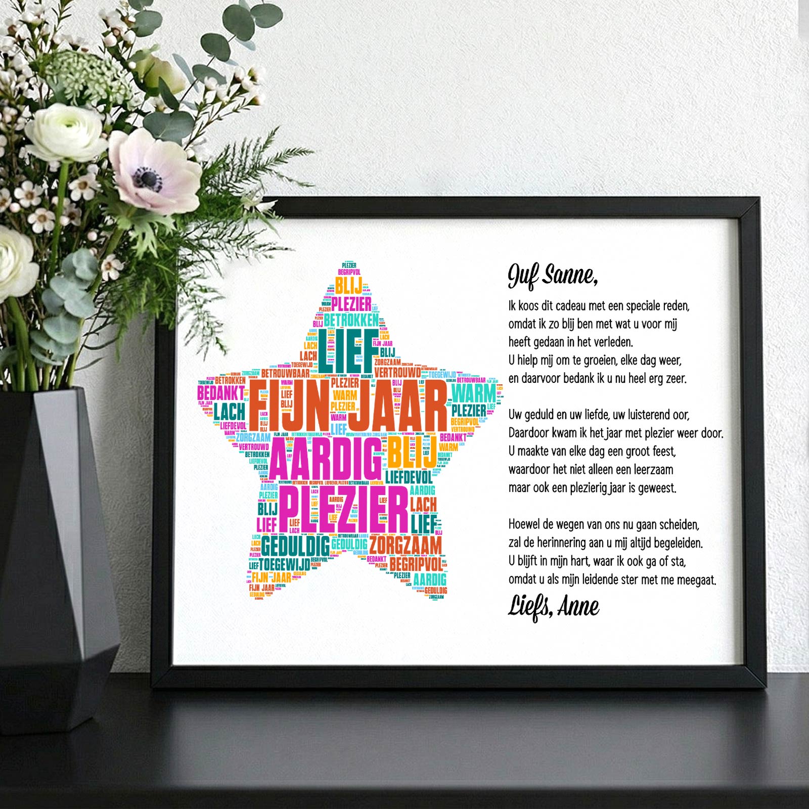 Bedankt juf - Print in fotolijst - Bella Mia