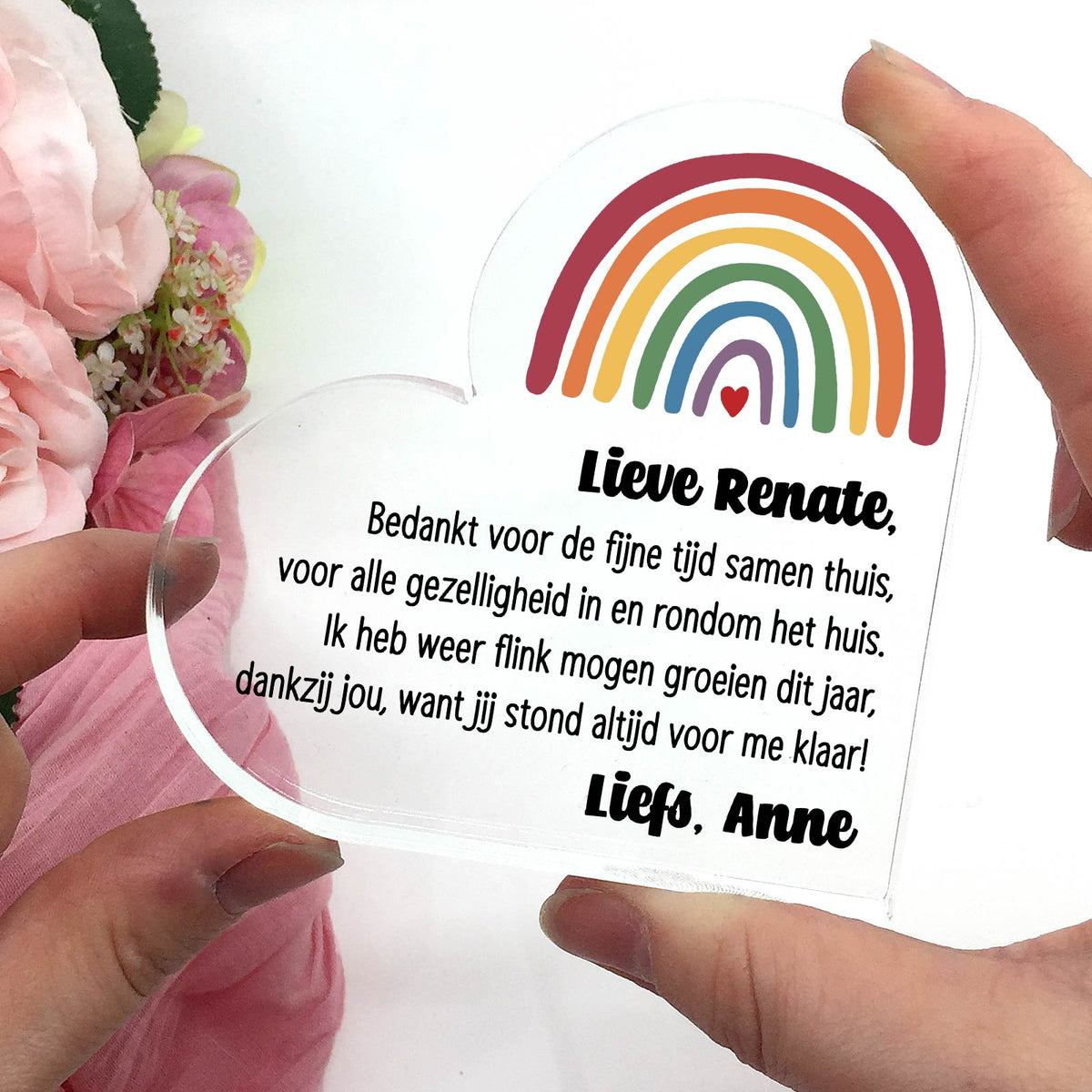 Bedankt lieve gastouder! - Hart van Plexi Glas - Bella Mia
