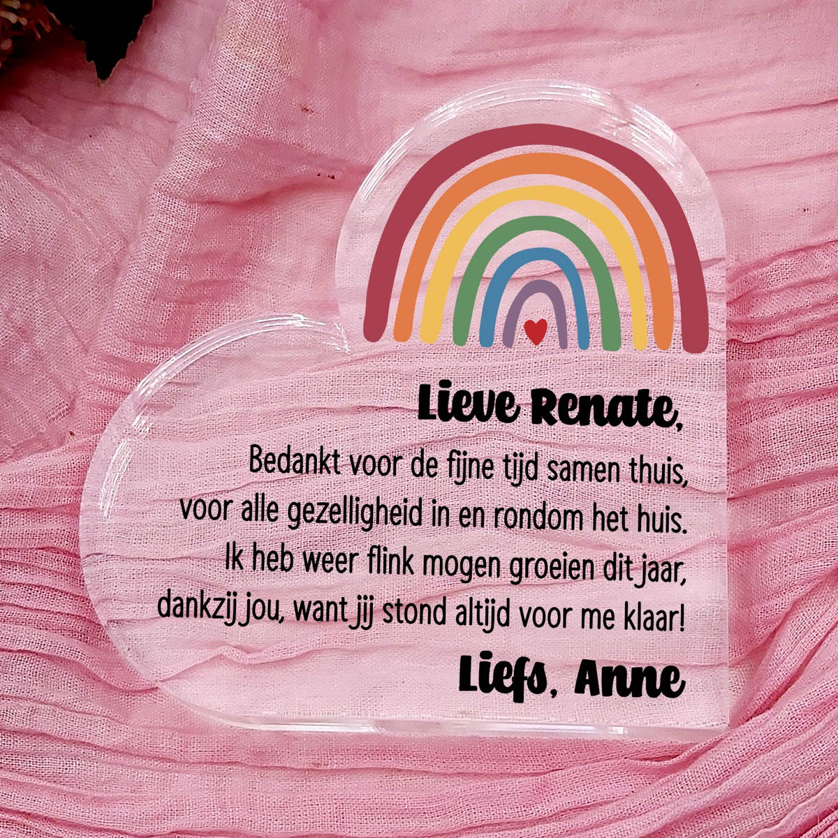Bedankt lieve gastouder! - Hart van Plexi Glas - Bella Mia