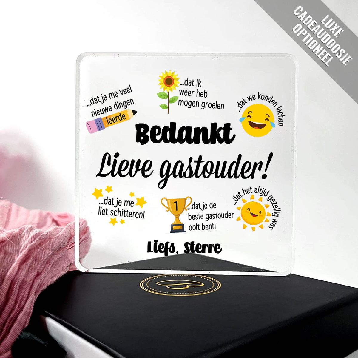 Bedankt lieve gastouder! - Plexi Glas Plaque - Bella Mia