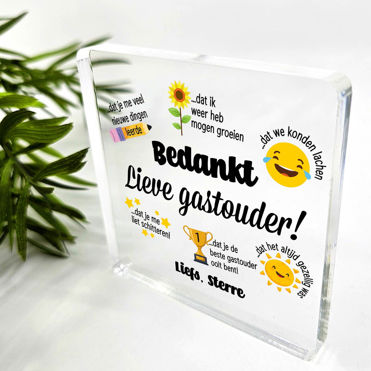 Bedankt lieve gastouder! - Plexi Glas Plaque - Bella Mia
