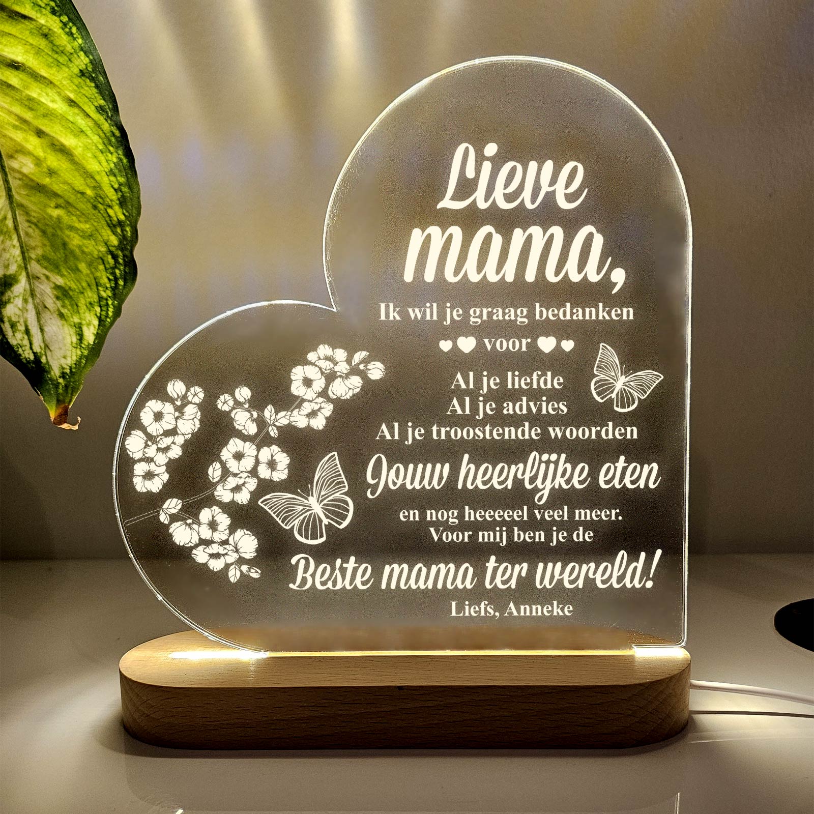 Bedankt mama - Hart Ledlamp - Bella Mia