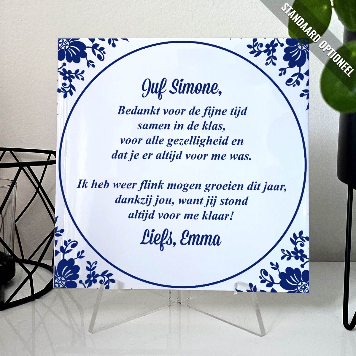 Bedankt voor de fijne tijd - Keramisch Tegeltje - Bella Mia