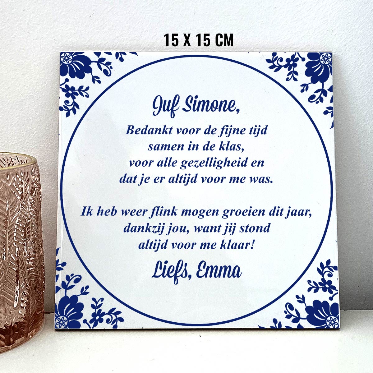 Bedankt voor de fijne tijd - Keramisch Tegeltje - Bella Mia