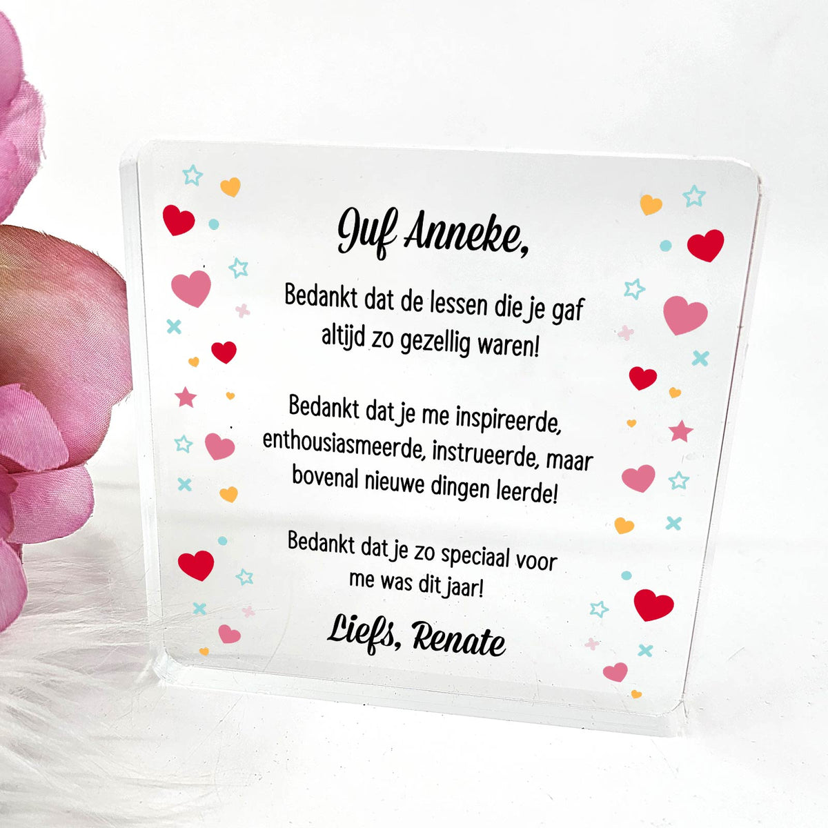 Bedankt voor de tijd die je nam - Plexi Glas Plaque - Bella Mia